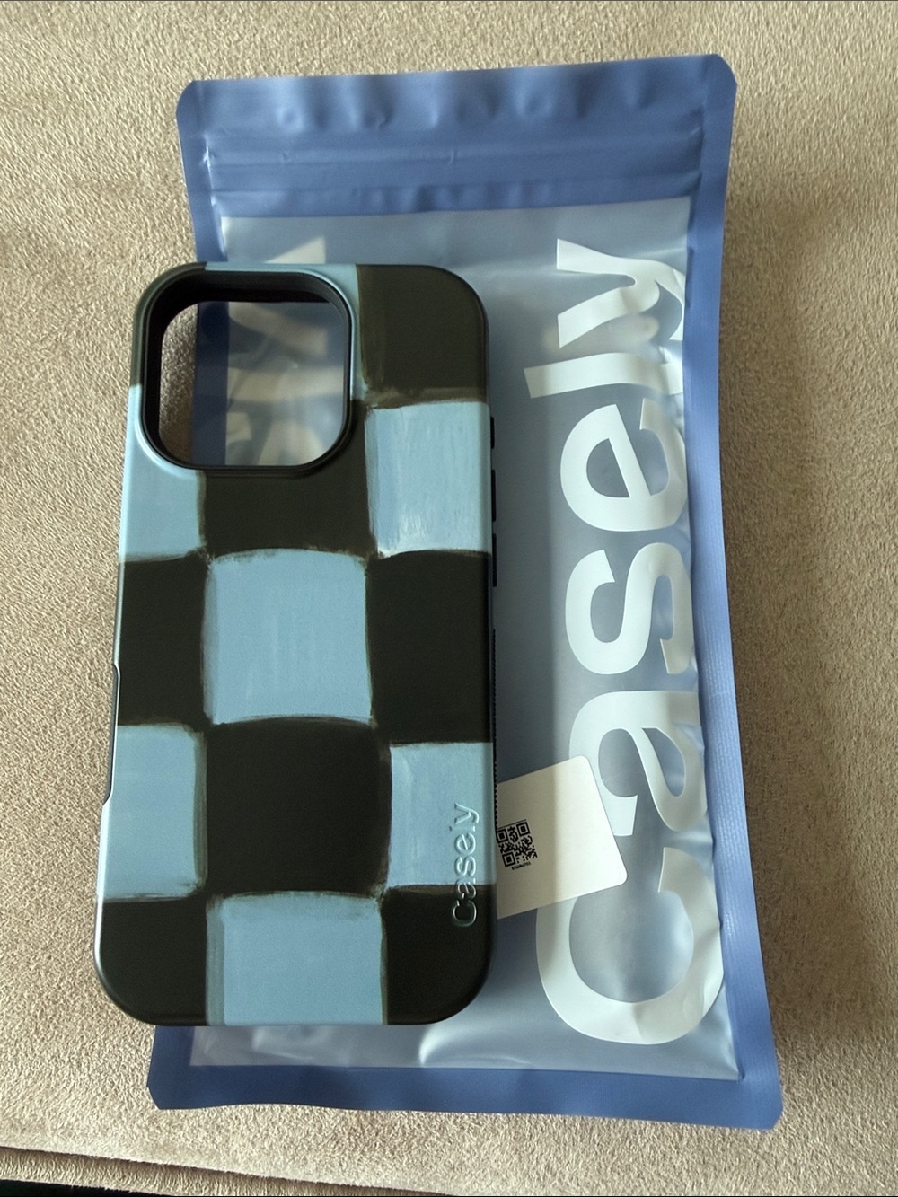 iPhone 16 pro bold flex case. Casey Blue & Black Checkerboard